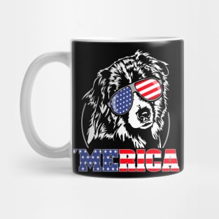 Proud Australian Shepherd American Flag patriotic merica dog Mug